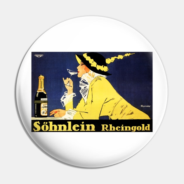 SOHNLEIN RHEINGOLD Lithograph Art by Fritz Rumpf Vintage German Sparkling Wine Advert Pin by vintageposters