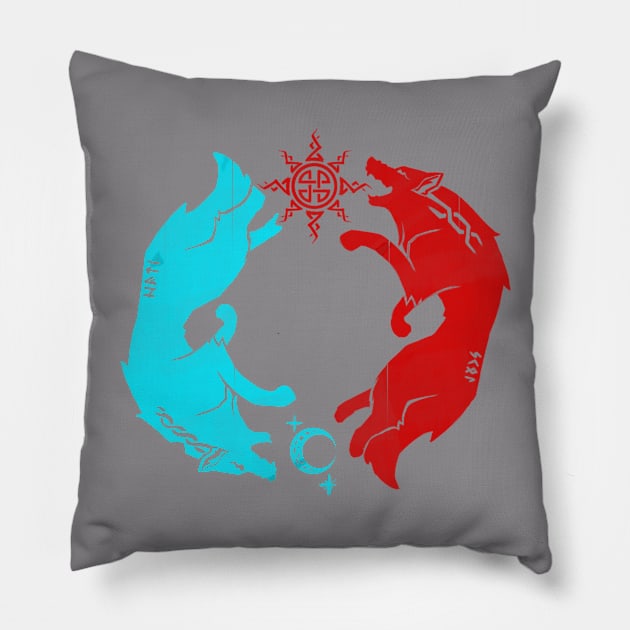 Skoll and Hati Pillow by  Skulls in the crack