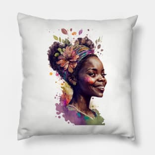 Watercolour print of a beautiful Black Queen Pillow