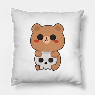 Bear And Skull Happy Halloween Pillow