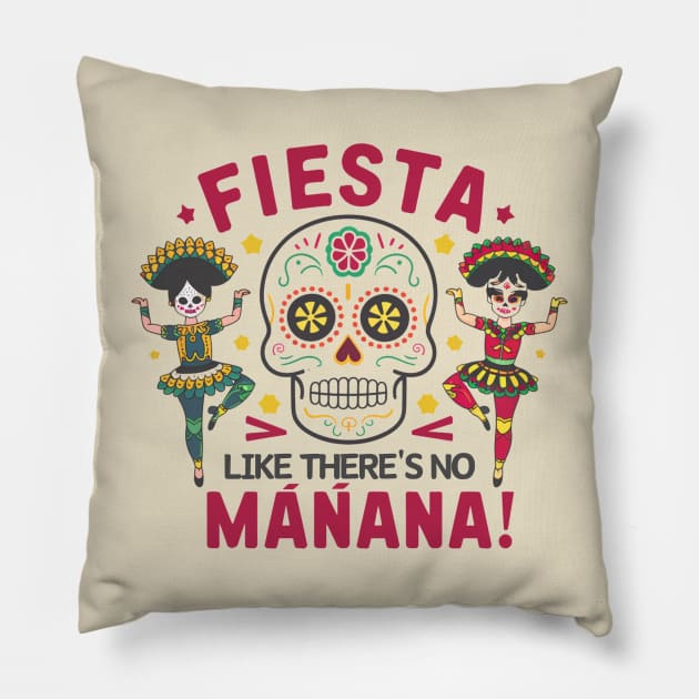 "Viva Cinco: Fiesta Like There's No Mañana" Pillow by TRACHLUIM