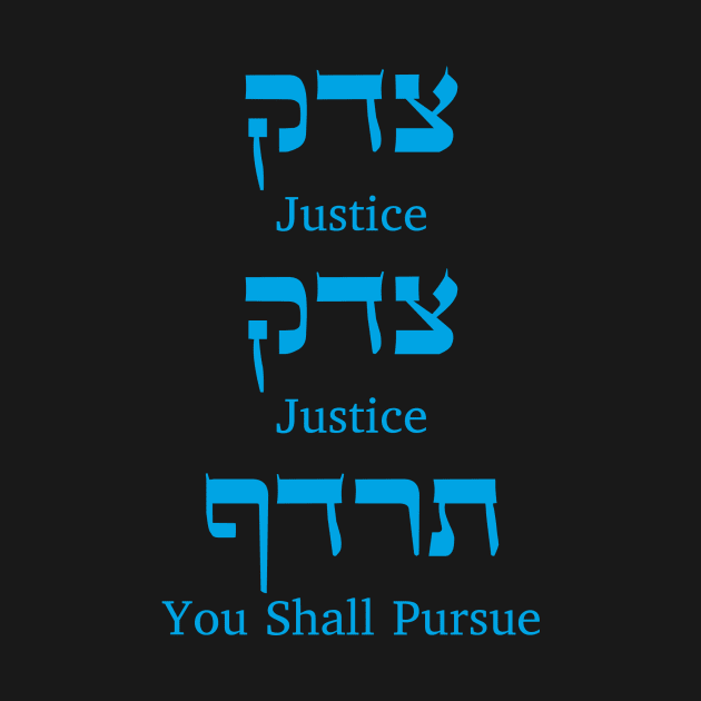 Interlinear Translation - צדק צדק תרדף - Justice Justice Shall You Pursue T-Shirt column format by ctaymor