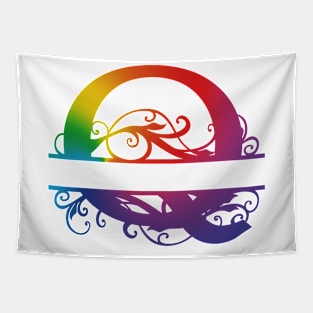 The Letter Q Colorful Floral Tie Dye Tapestry