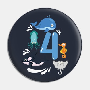 ocean summer 4th birthday Pin