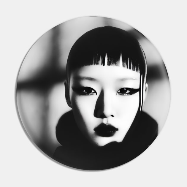 K-Pop art, black and white boy Pin by Ravenglow