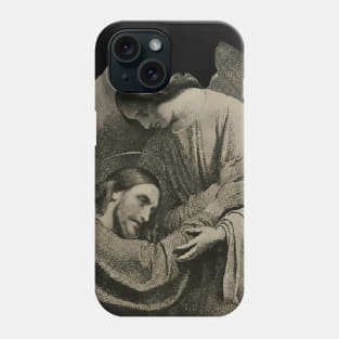 Sad Christ supported by the angel Phone Case