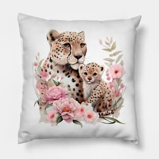 Leopard with baby Pillow