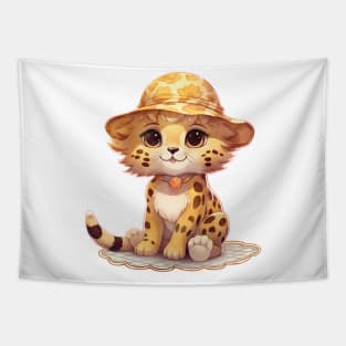 Cheetah in Straw Hat Tapestry