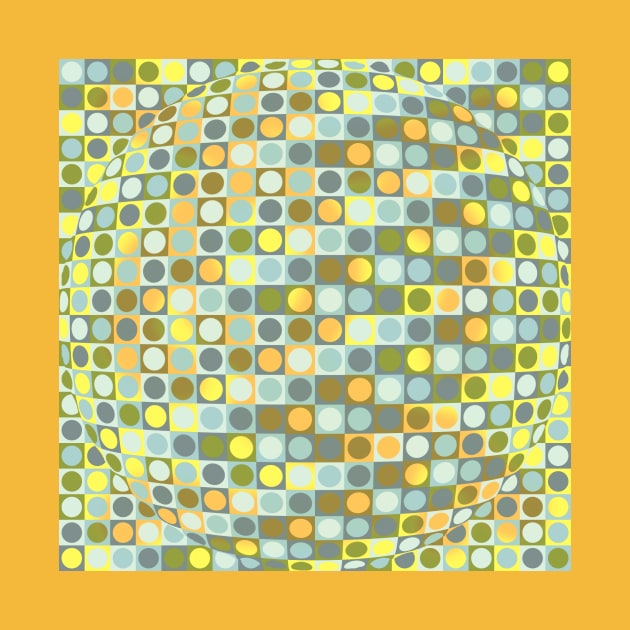 Circle in Squares in Yellow by JoanNinjaHen