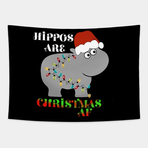 Hippos are Christmas AF Tapestry by Timeforplay