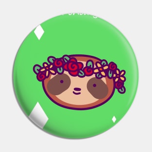 Happy Birthday - Flower Crown Sloth Face Pin