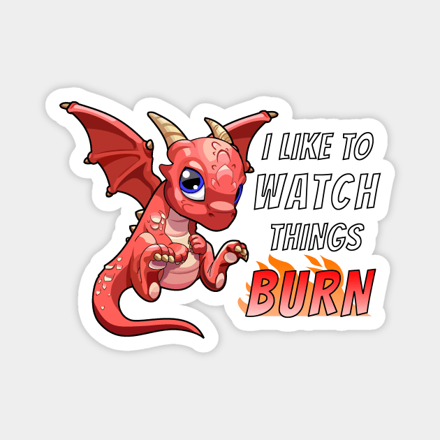 Cute Dragon Burn Magnet by Calico Devil