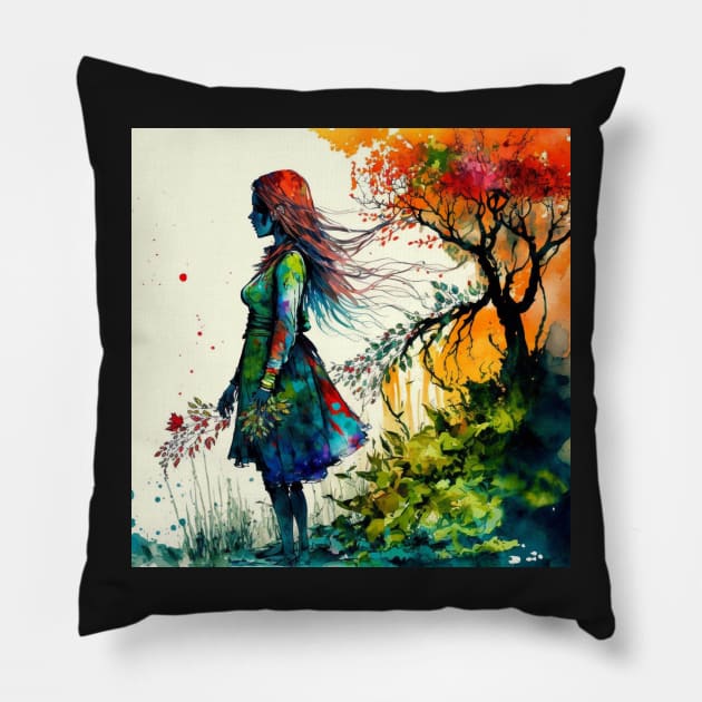 ABSTRACT Portrait of a girl Pillow by DigitaldrStudio