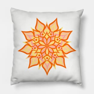 Symmetrical Blazing Sun Flower Fire Mandala Pillow
