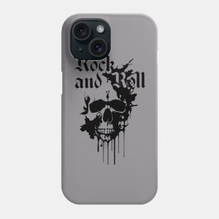 rock and roll skull with black and white ink Phone Case