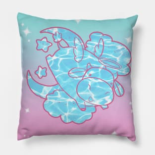 Ombre Pink and Cyan Angel Cow Pillow