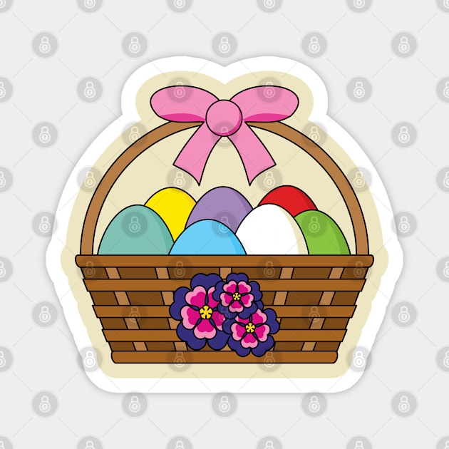 Easter Egg Hunt Basket with Pastel Eggs Magnet by BirdAtWork