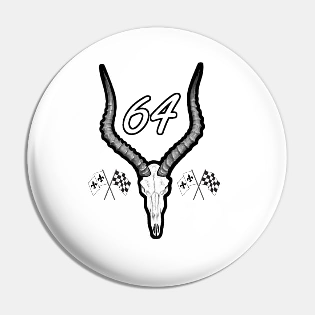 64 Impala Skull White Number Pin by ThornyroseShop