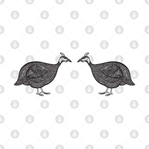 Guineafowl in Love - cute and fun animal design - on white by Green Paladin