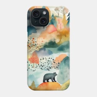 Boho summer alpine mountain pattern with bear Phone Case