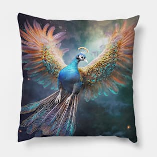 Peacock in Flight 03 Pillow