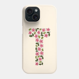 Floral Monogram Letter T Phone Case