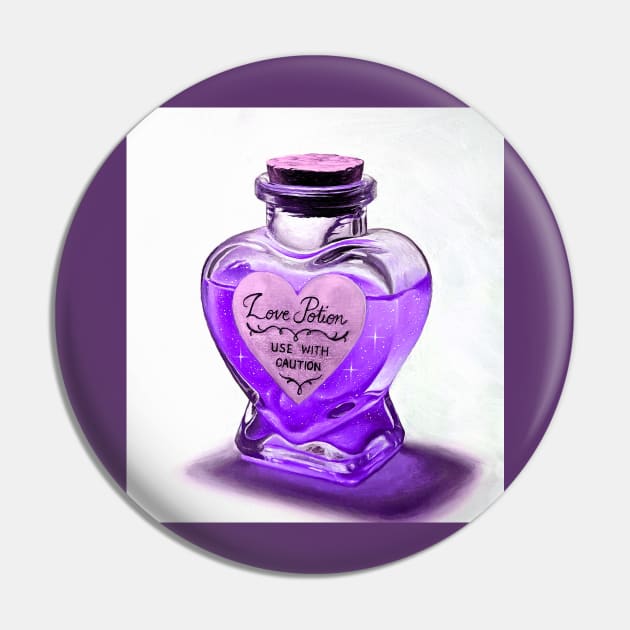 Alchemy Love elixir potion bottle Pin by LukjanovArt