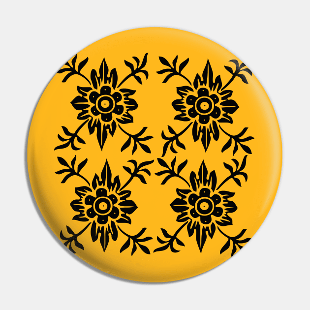 Black Floral Pattern Pin by TheDaintyTaurus