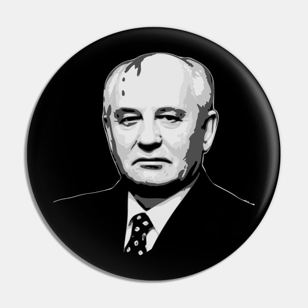 Mikhail Gorbachev Black and White Pin by Nerd_art