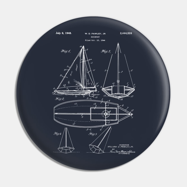 Patent Print Sailboat 1947 Pin by MadebyDesign