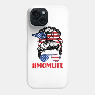 #Momlife; mom life; mom; mother; mommy; momma; mama; mother's day; mother's day gift; gift for mom; gift for mother; mom gift; USA; American; America;  red white blue; American flag; stars and stripes; 4th of July; fourth of July; patriotic; son; daughter Phone Case