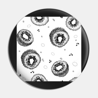 Black and White Kiwi Design Pattern Pin