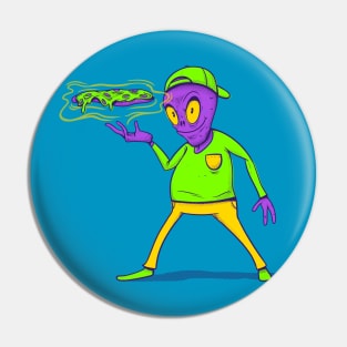 Pizza Delivery Alien Pin