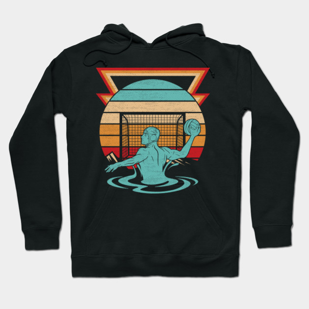 Mens Pullover Hoodie Sweater with Pockets Vintage Retro Style Water Polo