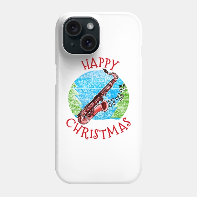 Christmas Saxophone Saxophonist Jazz Musician Xmas 2022 Phone Case by doodlerob