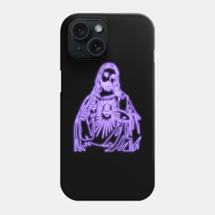 Sacred Heart of Jesus Christ - violet neon Phone Case