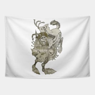 Steampunk Pirate Samurai Riding Iron Horse Tapestry