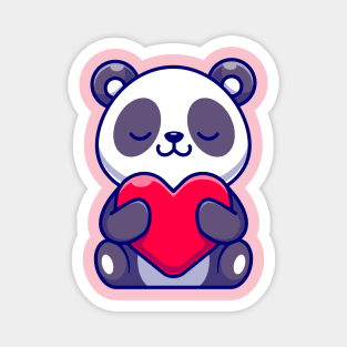 Cute Panda Holding Heart Cartoon Magnet