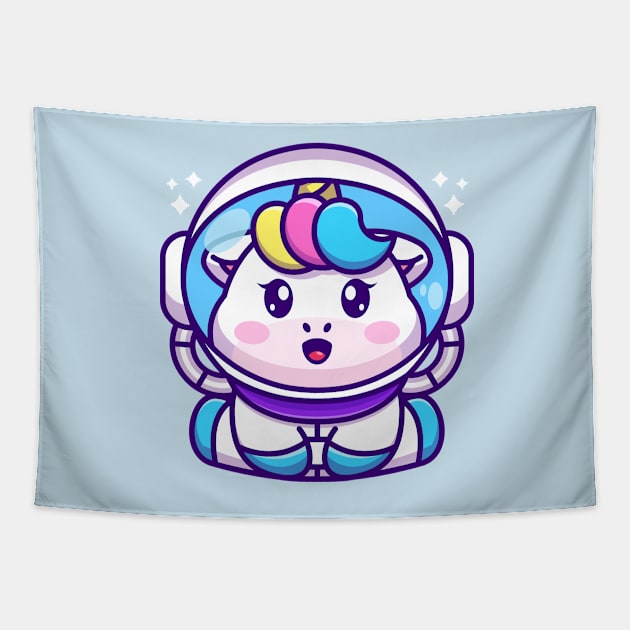 Cute baby unicorn wearing an astronaut suit, cartoon character Tapestry by Wawadzgnstuff