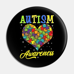 Colorful Autism Awareness Day Puzzle Heart Pin