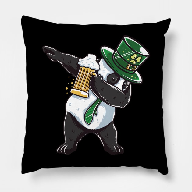 Funny St Patricks day Panda shirt - perfect outfit Pillow by Pummli