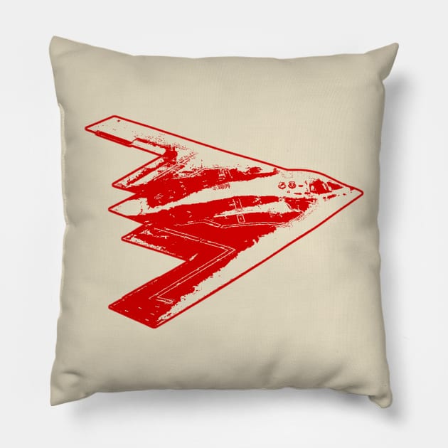 Northrop Grumman B-2 Spirit - Red Design Pillow by PlaneJaneDesign