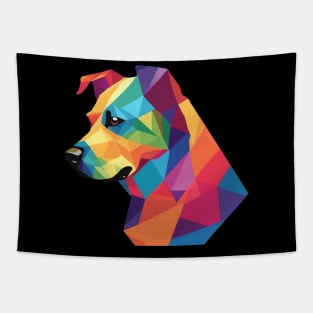 Geometrical Dog, vibrant, calm brown eyes Tapestry