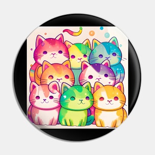 Funny - Cute Cat with a rainbow - Cat lover Pin