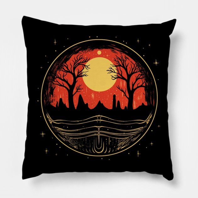 Spooky Halloween - Haunted Forest Shirt - Eerie Art Clothing - "Haunted Glade" Pillow by The Dream Team