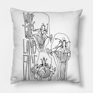 Why The Long Face - Limp Faces Psychedelic Line Ink Drawing with Art Style Pillow