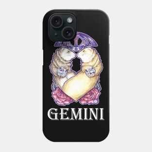 Ferret Gemini Zodiac Sign - With Zodiac Name - White Outlined Version Phone Case