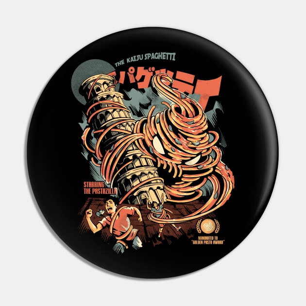 The Kaiju Spaghetti - Black Version Pin by Ilustrata