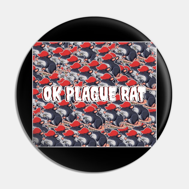 OK Plague Rat Red Hat Crowd Design Square Pin by aaallsmiles