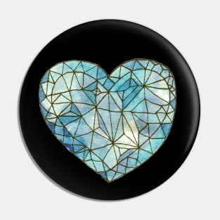 Heart of Glass Crystal Gemstone Jewel {Blue/Black} Pin